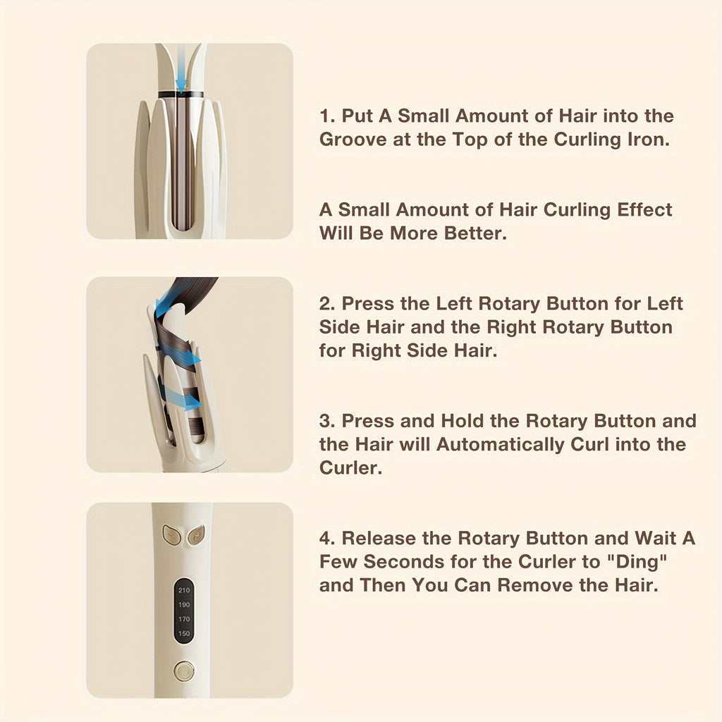 Automatic Hair Curler, 28mm Barrel, 4 Temperature Modes, Negative Ion Generator, Smart Timer And Sensor, Auto Off For Safety