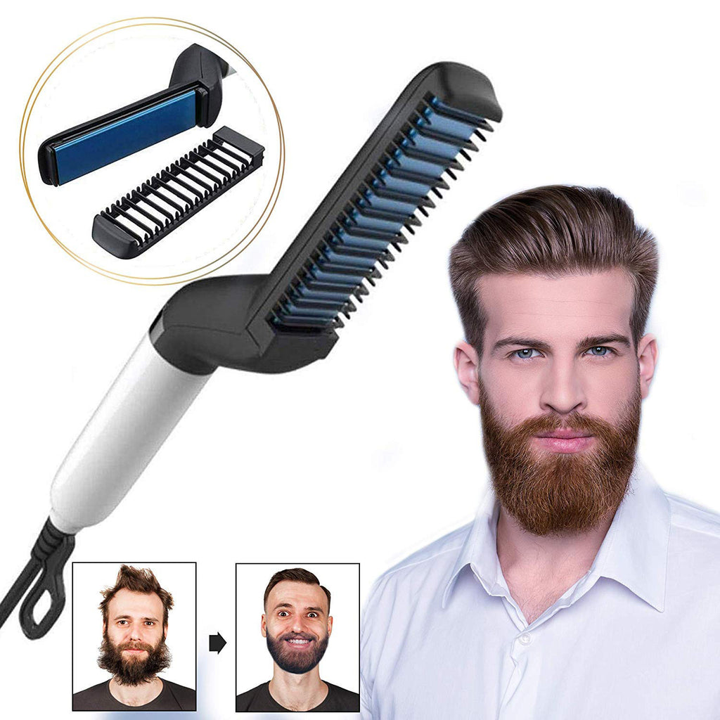 Electric Hair Straightener Brush for Men Quick Beard and Hair Styling Comb