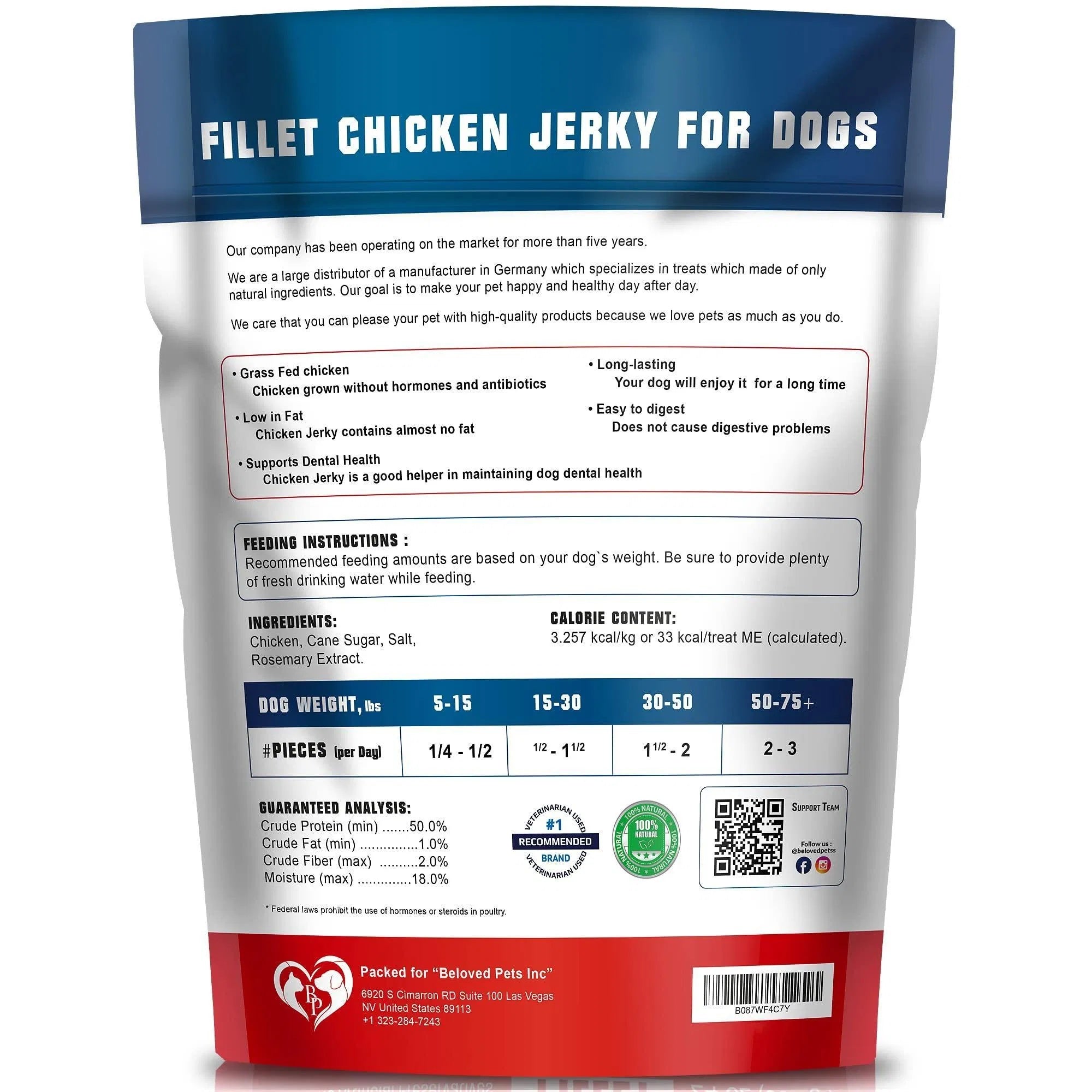 Chicken Jerky Treats for Dogs – 1.5 lb Natural High Protein Snacks