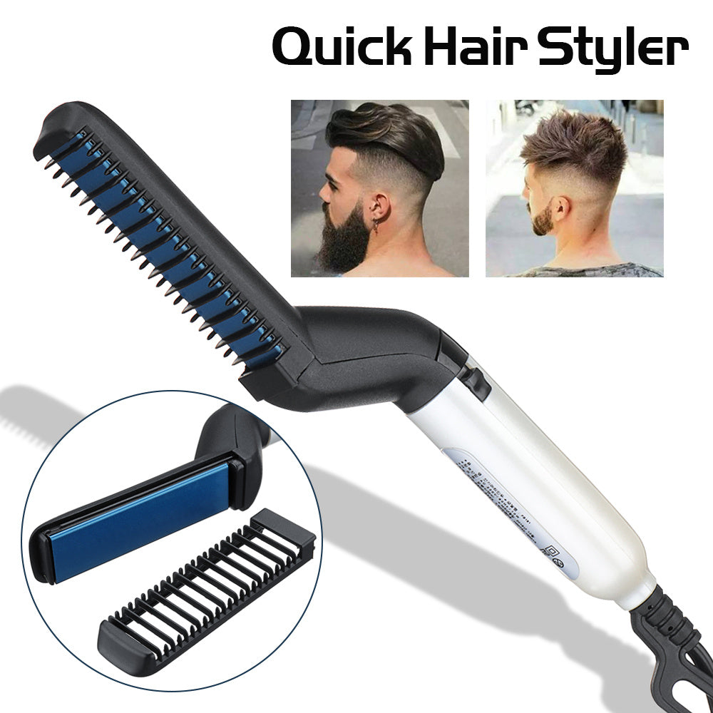 Electric Hair Straightener Brush for Men Quick Beard and Hair Styling Comb