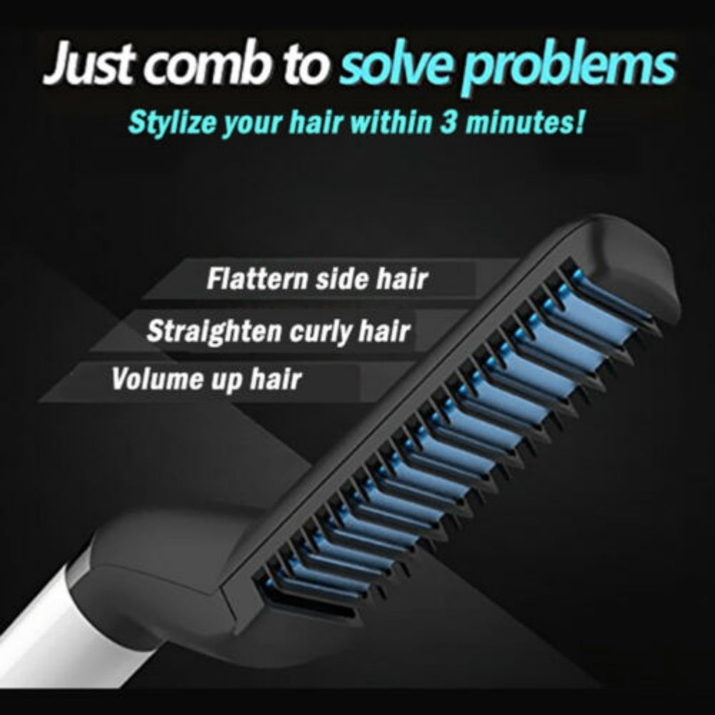 Electric Hair Straightener Brush for Men Quick Beard and Hair Styling Comb